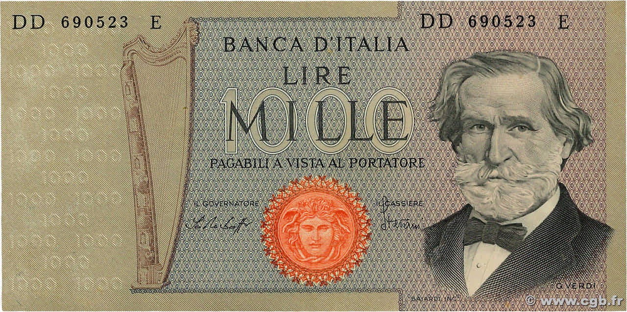 Billet de 1000 lire italienne 1979