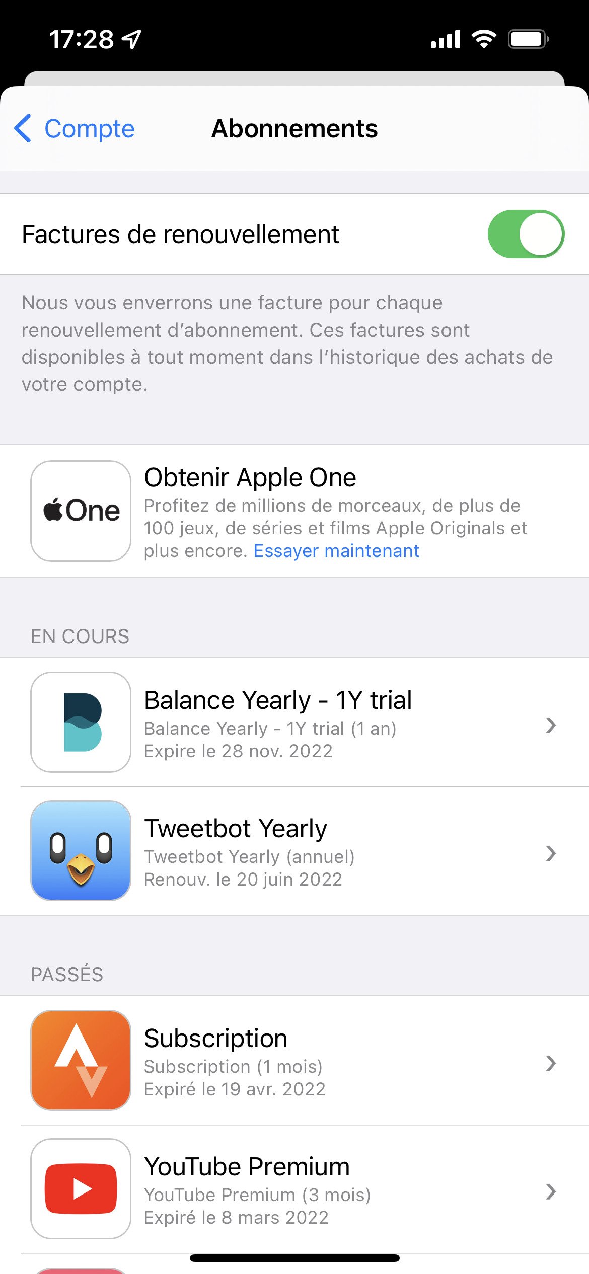 App Store résiliation abonnement On Air