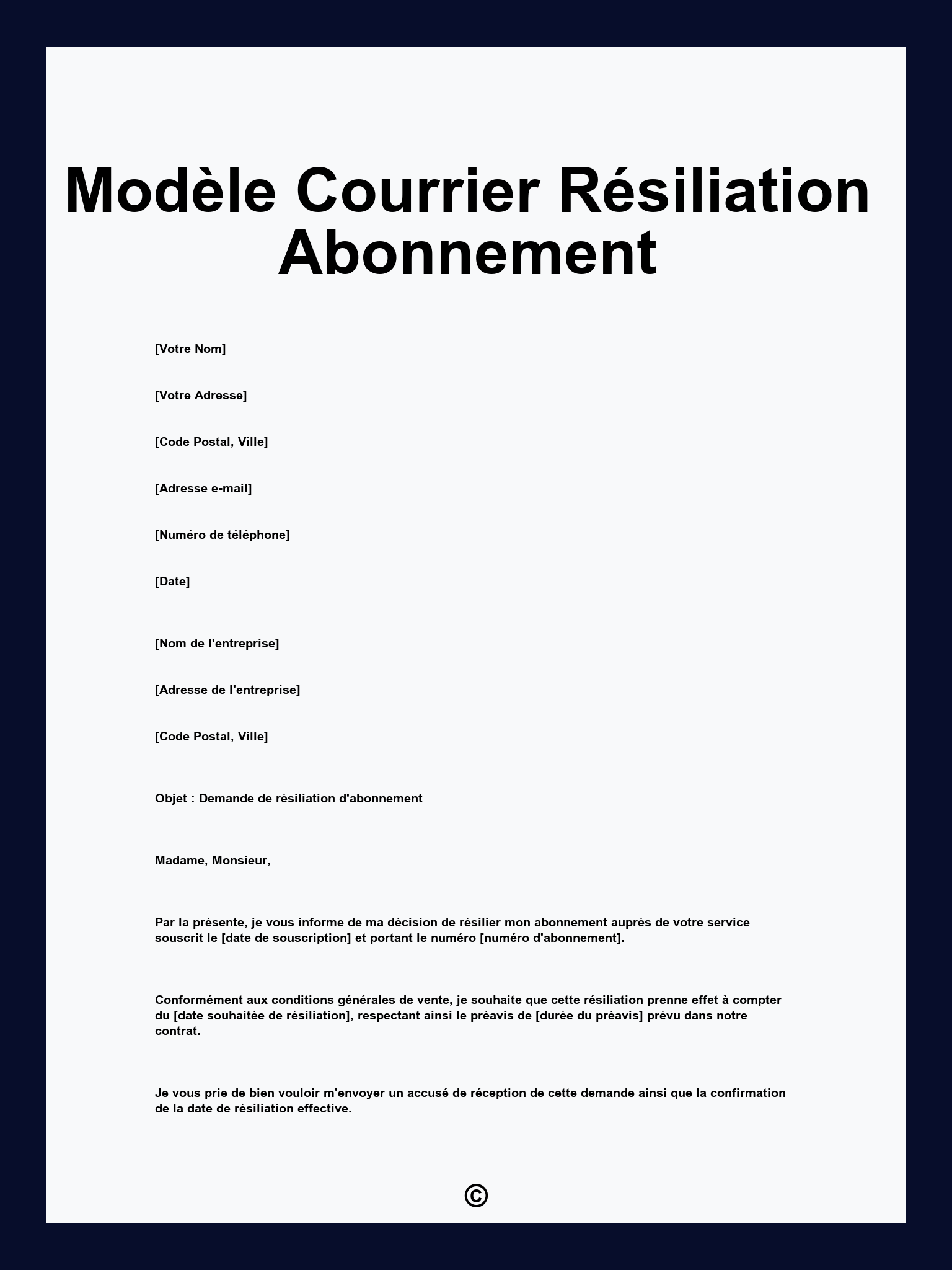 Modèle lettre de résiliation salle de sport