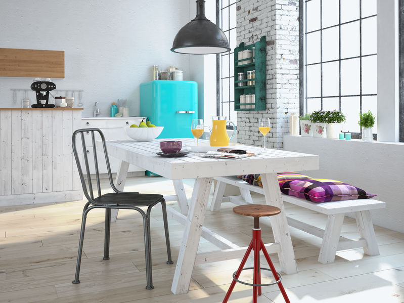 Luxurious kitchen with stainless steel appliances in a apartment